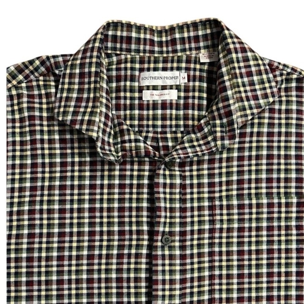 Southern Proper Plaid Button Down Men M Multicolor Tailored Fit Cotton Shirt